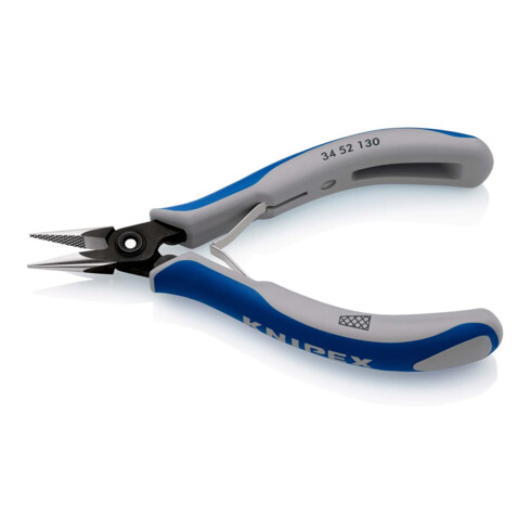 KNIPEX 34 52 130 Präzisions-Elektronik-Greifzange mit Mehrkomponenten-Hüllen brüniert 130 mm