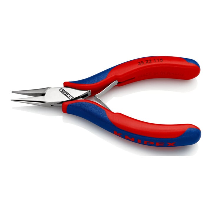 KNIPEX 35 22 115 Elektronik-Greifzange mit durchgestecktem Gelenk mit Mehrkomponenten-Hüllen 115 mm