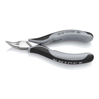 KNIPEX 35 42 115 ESD Elektronik-Greifzange ESD mit durchgestecktem Gelenk mit Mehrkomponenten-Hüllen spiegelpoliert 115 mm