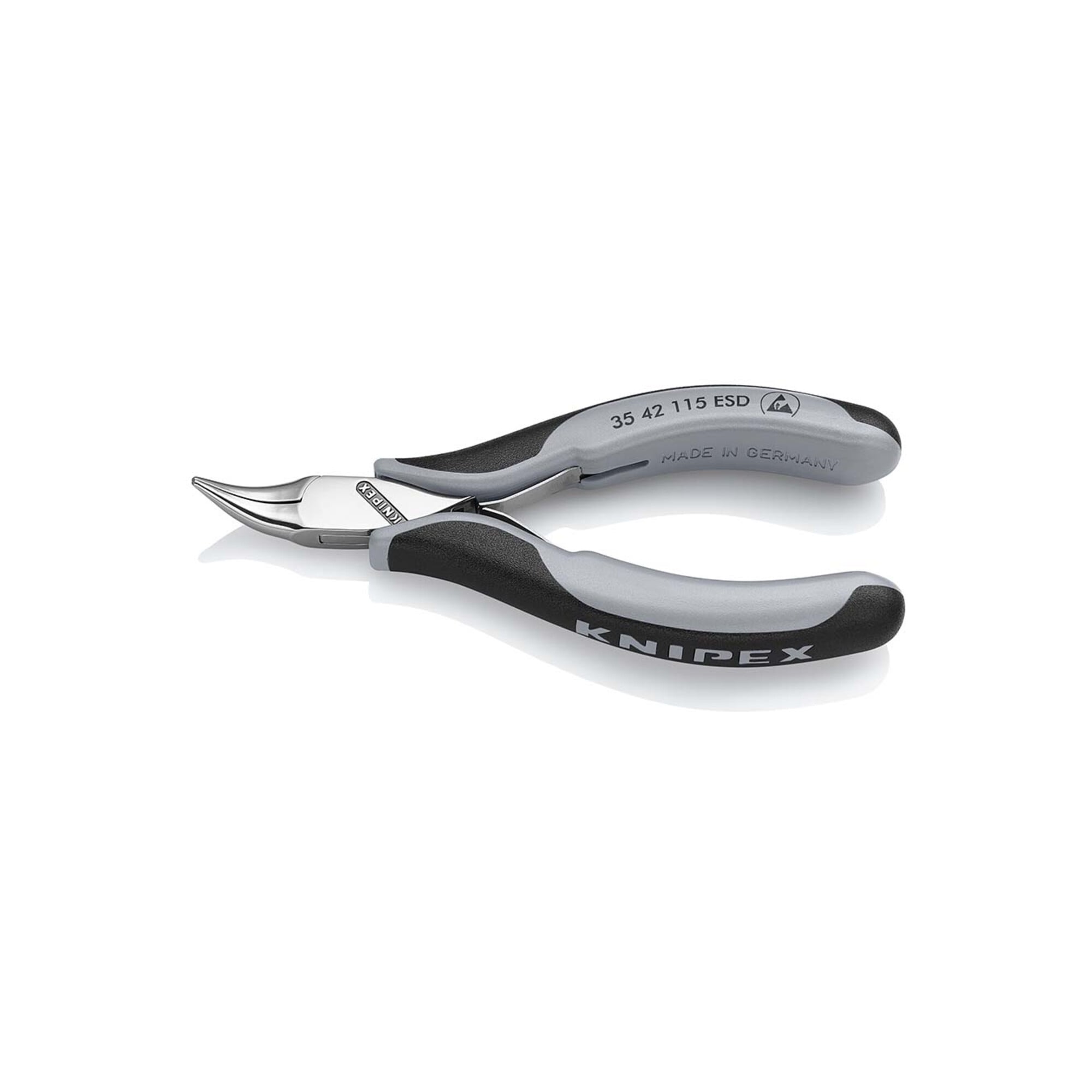 KNIPEX 35 42 115 ESD Elektronik-Greifzange ESD mit durchgestecktem Gelenk mit Mehrkomponenten-Hüllen spiegelpoliert 115 mm