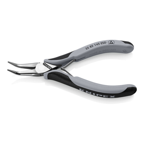 KNIPEX 35 82 145 ESD Elektronik-Greifzange ESD mit durchgestecktem Gelenk mit Mehrkomponenten-Hüllen spiegelpoliert 145 mm