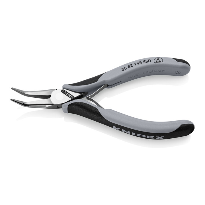 KNIPEX 35 82 145 ESD Elektronik-Greifzange ESD mit durchgestecktem Gelenk mit Mehrkomponenten-Hüllen spiegelpoliert 145 mm