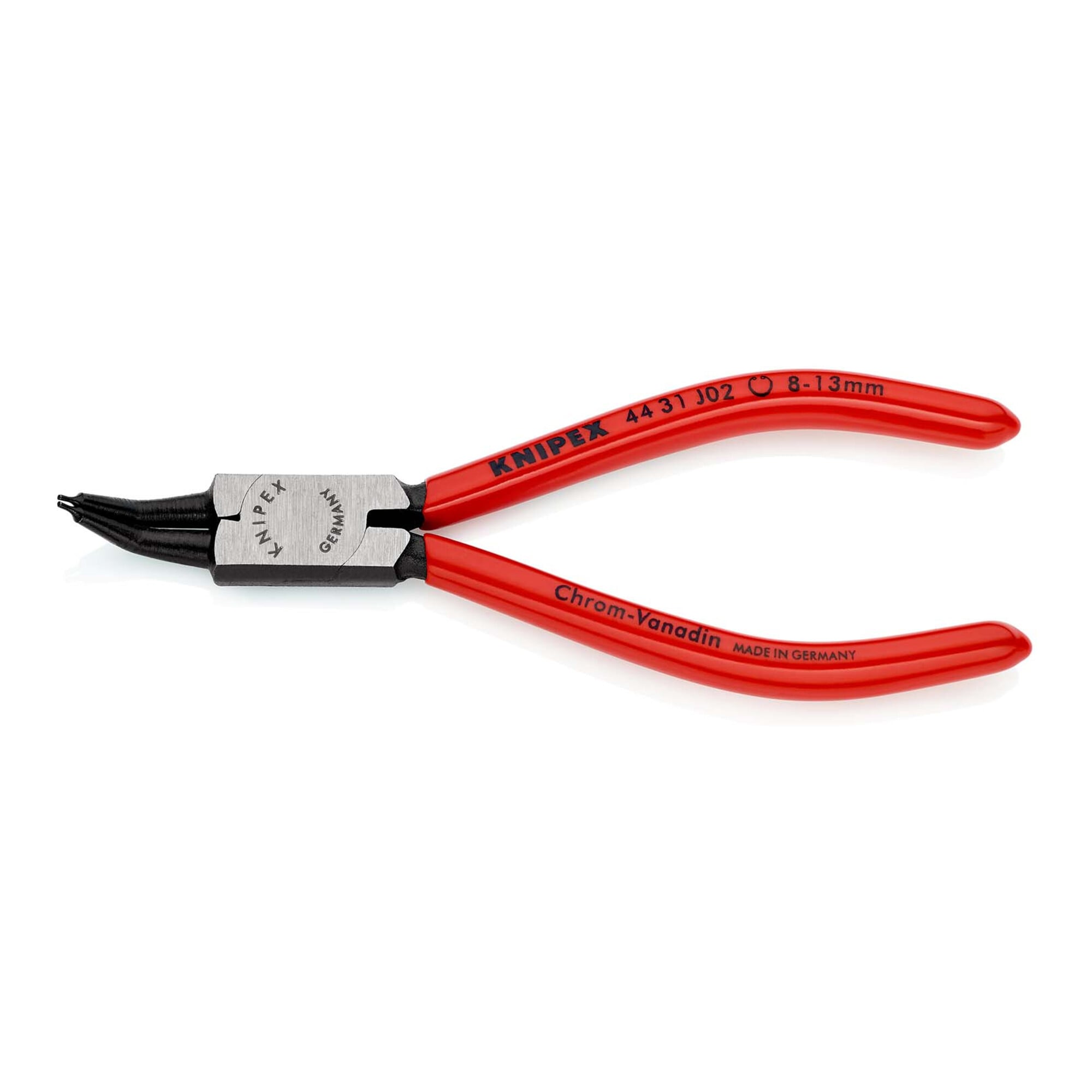 KNIPEX 44 31 J02 Sicherungsringzange für Innenringe in Bohrungen 45° gewinkelt mit Kunststoff überzogen schwarz atramentiert 140 mm