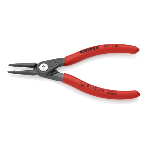 KNIPEX 48 11 J0 Präzisions-Sicherungsringzange für Innenringe in Bohrungen mit rutschhemmendem Kunststoff überzogen grau atramentiert 140 mm
