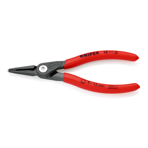 KNIPEX 48 11 J0 Präzisions-Sicherungsringzange für Innenringe in Bohrungen mit rutschhemmendem Kunststoff überzogen grau atramentiert 140 mm