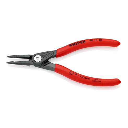 KNIPEX 48 11 J0 Präzisions-Sicherungsringzange für Innenringe in Bohrungen mit rutschhemmendem Kunststoff überzogen grau atramentiert 140 mm