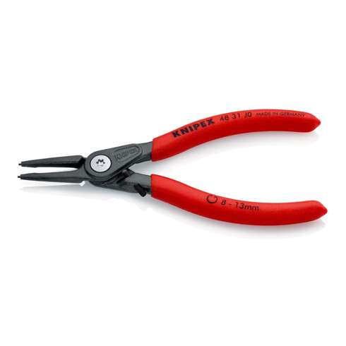 KNIPEX 48 31 J0 Präzisions-Sicherungsringzange für Innenringe in Bohrungen mit Überdehnungsschutz mit rutschhemmendem Kunststoff überzogen grau atramentiert 140 mm