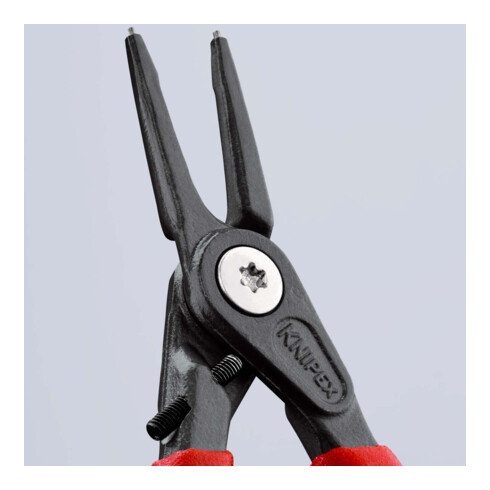 KNIPEX 48 31 J0 Präzisions-Sicherungsringzange für Innenringe in Bohrungen mit Überdehnungsschutz mit rutschhemmendem Kunststoff überzogen grau atramentiert 140 mm