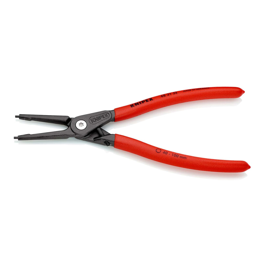 KNIPEX 48 31 J3 Präzisions-Sicherungsringzange für Innenringe in Bohrungen mit Überdehnungsschutz mit rutschhemmendem Kunststoff überzogen grau atramentiert 225 mm