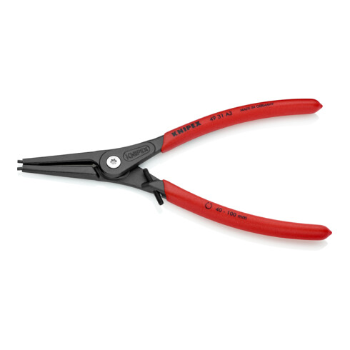 KNIPEX Pinza di precisione per anelli di sicurezza esterni su alberi 49 31 A3 con protezione antitrazione, bonderizzata grigia, 225mm