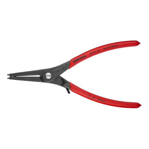 KNIPEX Pinza di precisione per anelli di sicurezza esterni su alberi 49 31 A3 con protezione antitrazione, bonderizzata grigia, 225mm