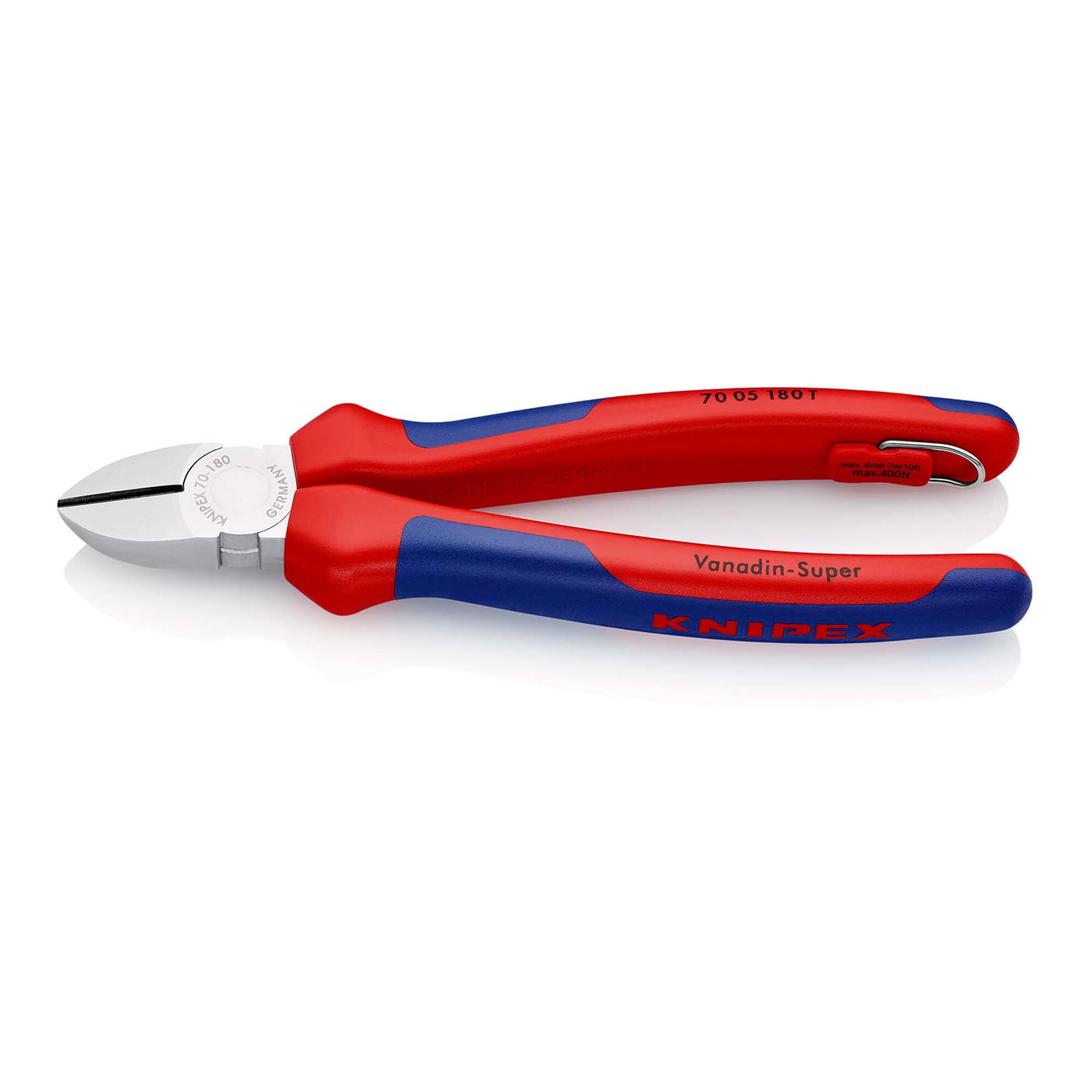 KNIPEX 70 05 180 T Seitenschneider mit Befestigungsöse verchromt 180 mm