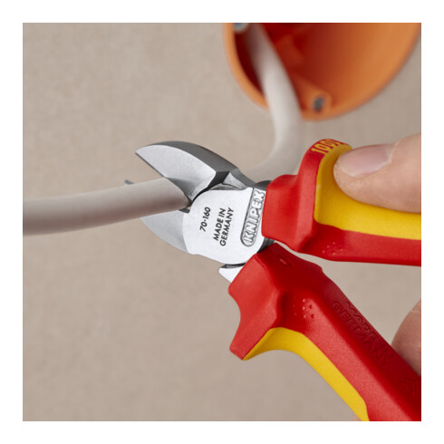 KNIPEX 70 06 160 T Zijsnijders met bevestigingsoog verchroomd VDE 160 mm