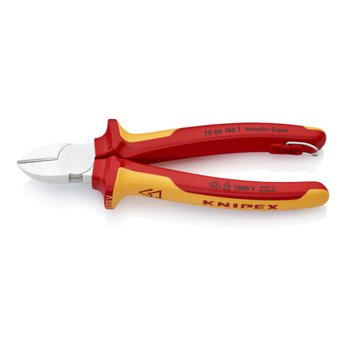 KNIPEX 70 06 180 T BK Zijsnijders met bevestigingsoog verchroomd VDE 180 mm