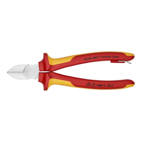 KNIPEX 70 06 180 T Zijsnijders met bevestigingsoog verchroomd VDE 180 mm