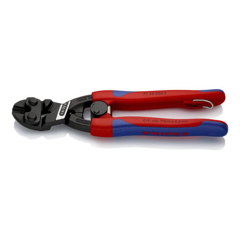KNIPEX 71 22 200 T CoBolt® Kompakt-Bolzenschneider mit schlanken Mehrkomponenten-Hüllen, mit integrierter Befestigungsöse zum Anbringen einer Absturzsicherung schwarz atramentiert 200 mm