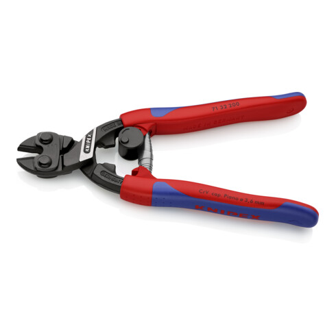 KNIPEX 71 32 200 CoBolt® Kompakt-Bolzenschneider mit schlanken Mehrkomponenten-Hüllen schwarz atramentiert 200 mm