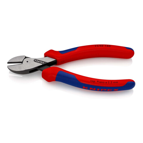 KNIPEX 73 02 160 X-Cut® Kompakt-Seitenschneider hochübersetzt mit Mehrkomponenten-Hüllen schwarz atramentiert 160 mm