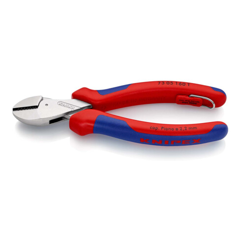 KNIPEX 73 05 160 T X-Cut® Kompakt-Seitenschneider mit Mehrkomponenten-Hüllen, mit integrierter Befestigungsöse zum Anbringen einer Absturzsicherung verchromt 160 mm