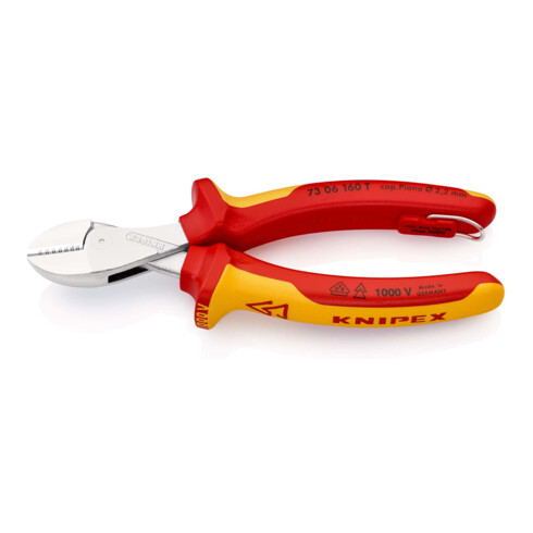 KNIPEX 73 06 160 T BK X-Cut® Kompakt-Seitenschneider mit Befestigungsöse verchromt VDE 160 mm
