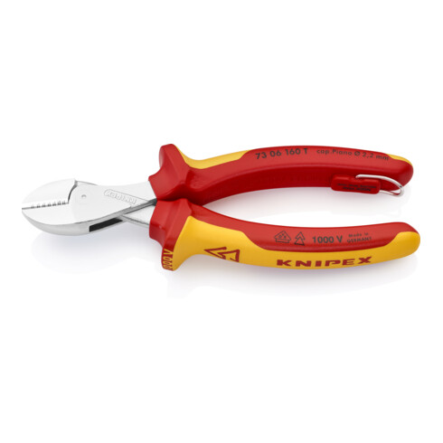 KNIPEX 73 06 160 T BK X-Cut® zijsnijtangen compact met bevestigingsoog verchroomd VDE 160 mm