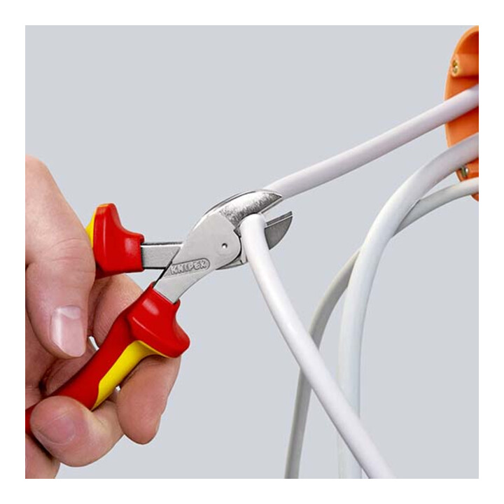 KNIPEX 73 06 160 X-Cut® Kompakt-Seitenschneider hochübersetzt isoliert mit Mehrkomponenten-Hüllen, VDE-geprüft verchromt 160 mm