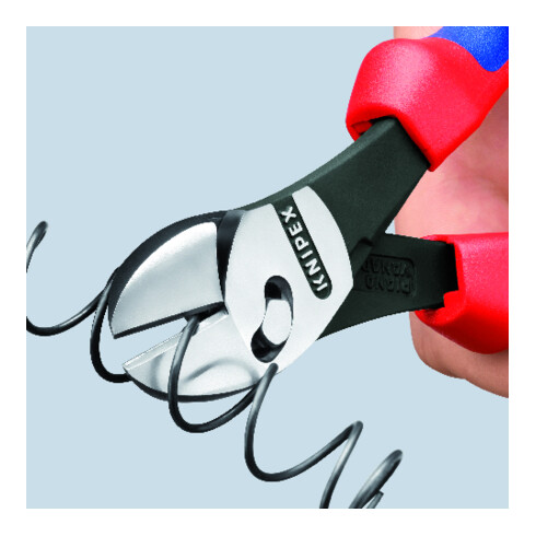 KNIPEX 73 72 180 F TwinForce® Hochleistungs-Seitenschneider mit Öffnungsfeder mit Mehrkomponenten-Hüllen schwarz atramentiert 180 mm