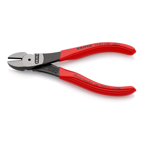 KNIPEX 74 01 140 Kraft-Seitenschneider mit Kunststoff überzogen schwarz atramentiert 140 mm