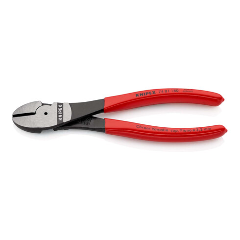 KNIPEX 74 01 180 Kraft-Seitenschneider mit Kunststoff überzogen schwarz atramentiert 180 mm