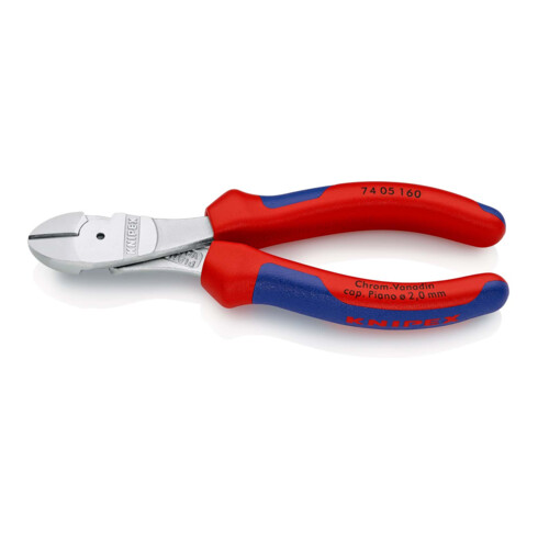 KNIPEX 74 05 160 Kraft-Seitenschneider mit Mehrkomponenten-Hüllen verchromt 160 mm