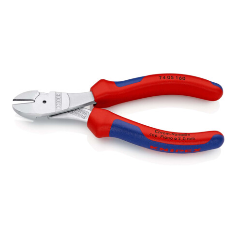KNIPEX 74 05 160 Kraft-Seitenschneider mit Mehrkomponenten-Hüllen verchromt 160 mm