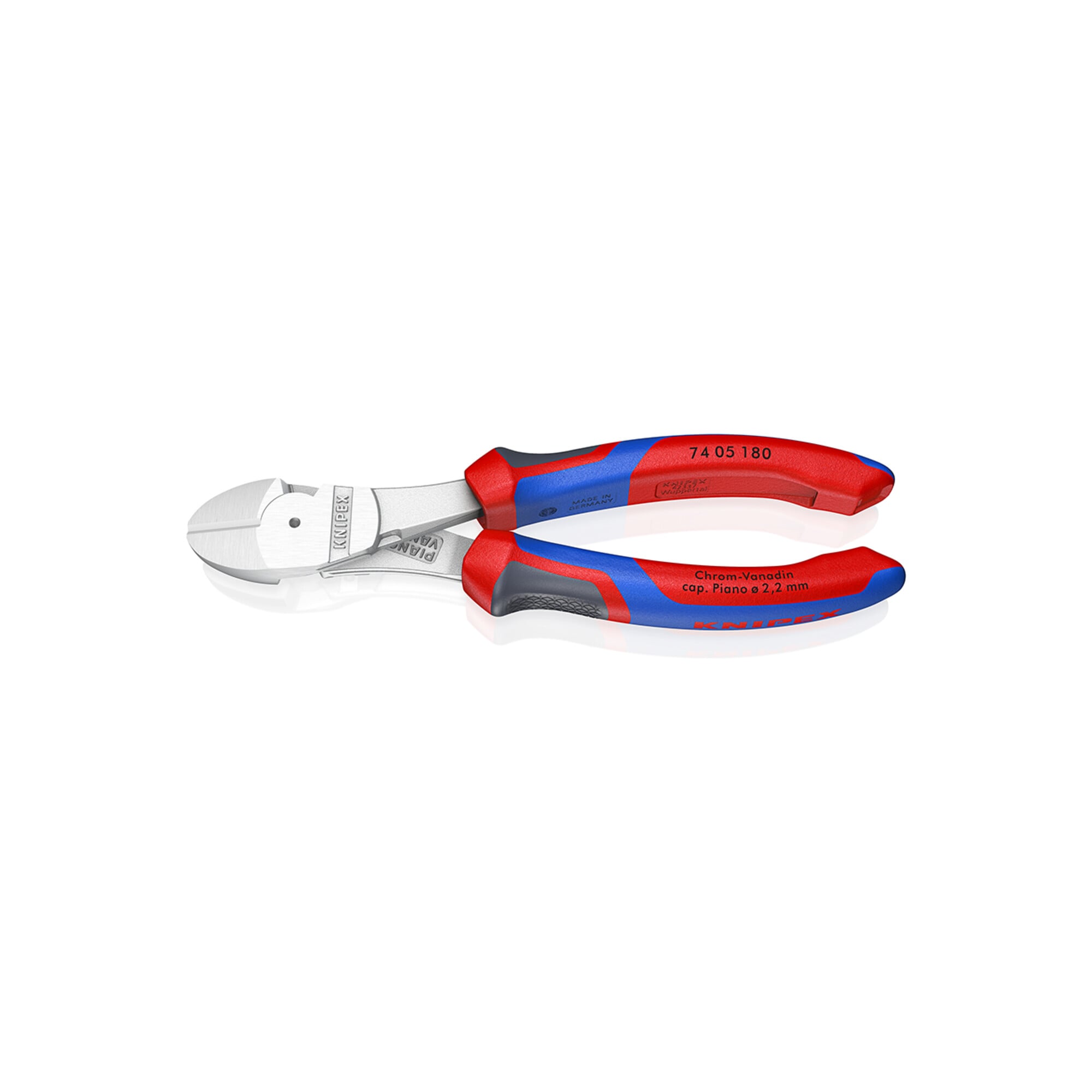 KNIPEX 74 05 180 Kraft-Seitenschneider mit Comfort-Griffen verchromt 180 mm