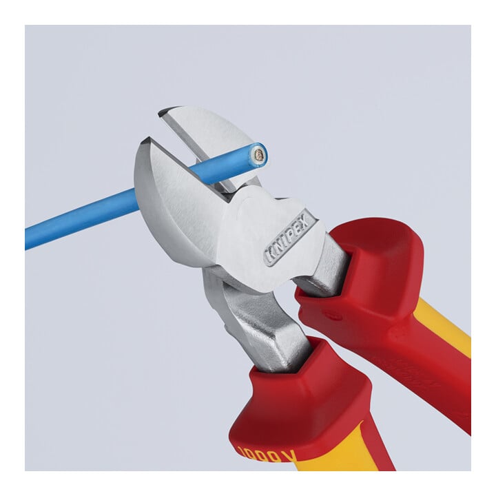 KNIPEX 74 06 200 Kraft-Seitenschneider isoliert mit Mehrkomponenten-Hüllen, VDE-geprüft verchromt 200 mm