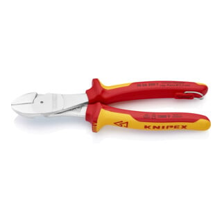 KNIPEX 74 06 200 T Kraft-Seitenschneider mit Befestigungsöse verchromt VDE 200 mm