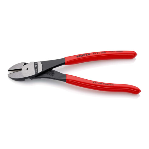 KNIPEX 74 21 200 Kraft-Seitenschneider mit Kunststoff überzogen schwarz atramentiert 200 mm