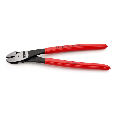 KNIPEX 74 21 250 Kraft-Seitenschneider mit Kunststoff überzogen schwarz atramentiert 250 mm