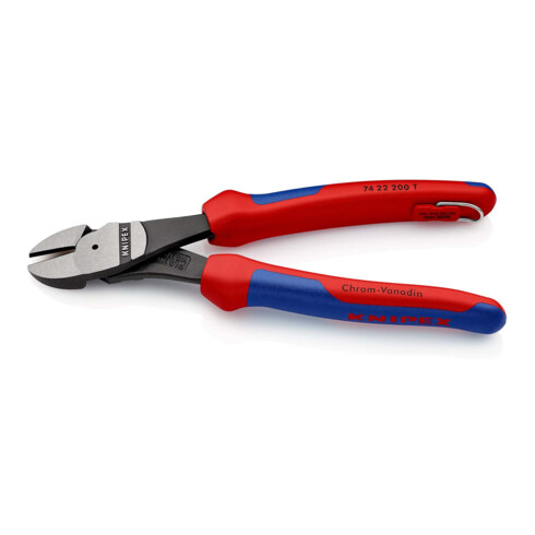 KNIPEX 74 22 200 T Kraft-Seitenschneider mit Befestigungsöse schwarz atramentiert 200 mm
