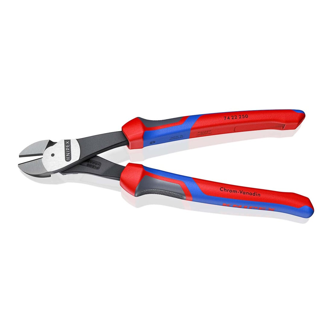 KNIPEX 74 22 250 Kraft-Seitenschneider mit Comfort-Griffen schwarz atramentiert 250 mm