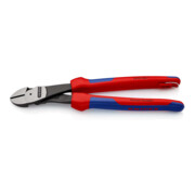 KNIPEX 74 22 250 T Kraft-Seitenschneider mit Mehrkomponenten-Hüllen, mit integrierter Befestigungsöse zum Anbringen einer Absturzsicherung schwarz atramentiert 250 mm