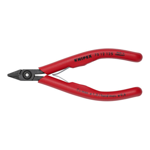 KNIPEX 75 12 125 Elektronik-Seitenschneider mit Kunststoff-Hüllen brüniert 125 mm