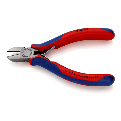 KNIPEX 76 12 125 Seitenschneider für Elektromechaniker mit Mehrkomponenten-Hüllen schwarz atramentiert 125 mm