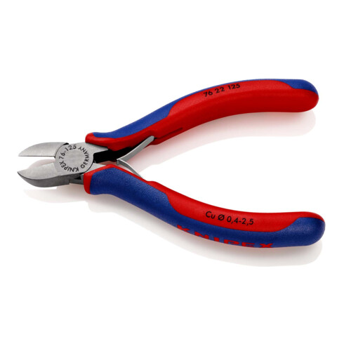 KNIPEX 76 22 125 Seitenschneider für Elektromechaniker mit Mehrkomponenten-Hüllen schwarz atramentiert 125 mm