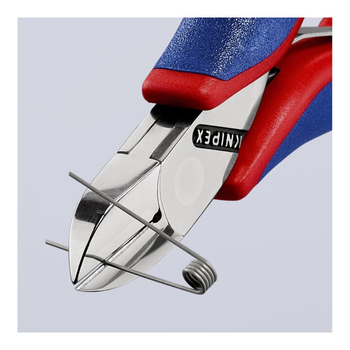 KNIPEX 77 02 115 Elektronik-Seitenschneider mit durchgestecktem Gelenk mit Mehrkomponenten-Hüllen 115 mm