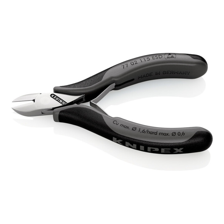 KNIPEX 77 02 115 ESD Elektronik-Seitenschneider ESD mit durchgestecktem Gelenk mit Mehrkomponenten-Hüllen 117 mm