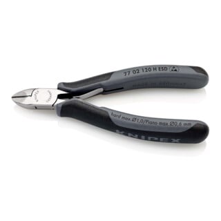 KNIPEX 77 02 120 H ESD Elektronik-Seitenschneider mit eingesetzter Hartmetallschneide ESD mit Mehrkomponenten-Hüllen 120 mm
