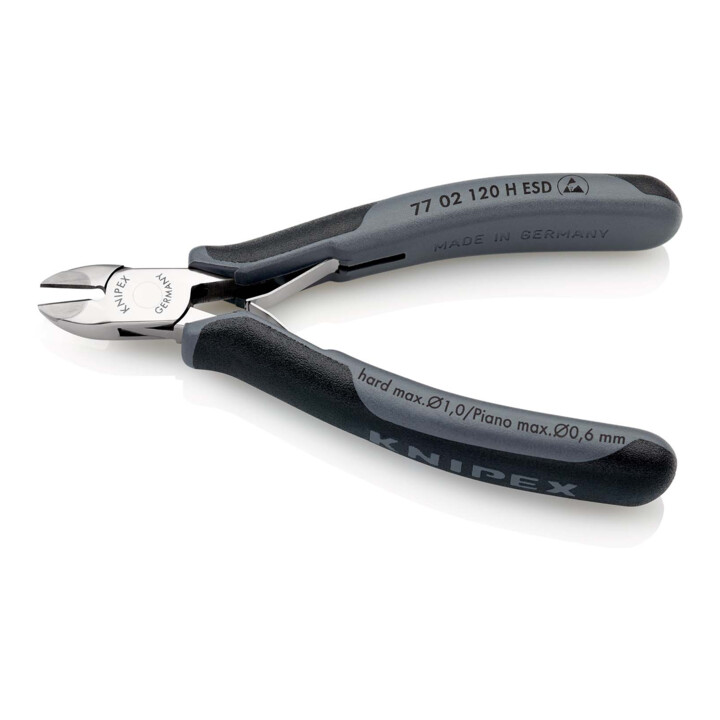 KNIPEX 77 02 120 H ESD Elektronik-Seitenschneider mit eingesetzter Hartmetallschneide ESD mit Mehrkomponenten-Hüllen 120 mm