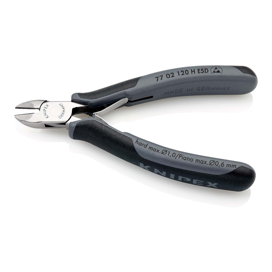 KNIPEX 77 02 120 H ESD Elektronik-Seitenschneider mit eingesetzter Hartmetallschneide ESD mit Mehrkomponenten-Hüllen 120 mm