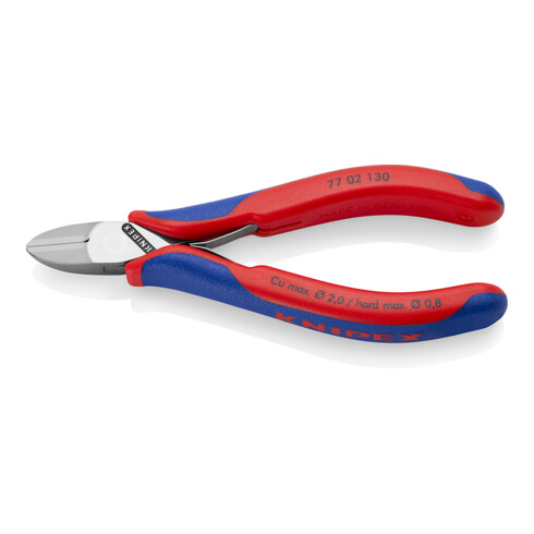 KNIPEX 77 02 130 Elektronik-Seitenschneider mit durchgestecktem Gelenk mit Mehrkomponenten-Hüllen 130 mm