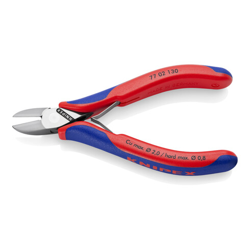 KNIPEX 77 02 130 Elektronik-Seitenschneider mit durchgestecktem Gelenk mit Mehrkomponenten-Hüllen 130 mm