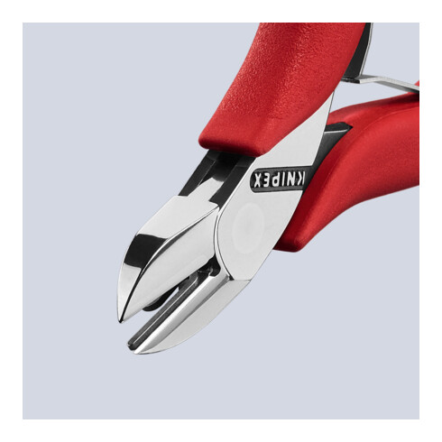 KNIPEX 77 11 115 Elektronik-Seitenschneider mit durchgestecktem Gelenk mit rutschhemmenden Kunststoff-Hüllen 115 mm